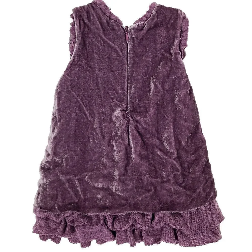 Ermanno Scervino Baby Velvet Dress 12M Purple Ruched Italy‎ Luxury Designer